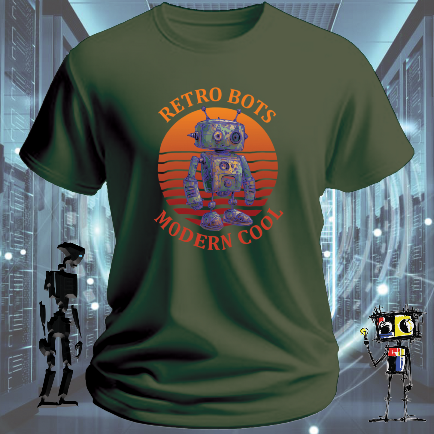 RETRO BOTS MODERN COOL TSHIRT