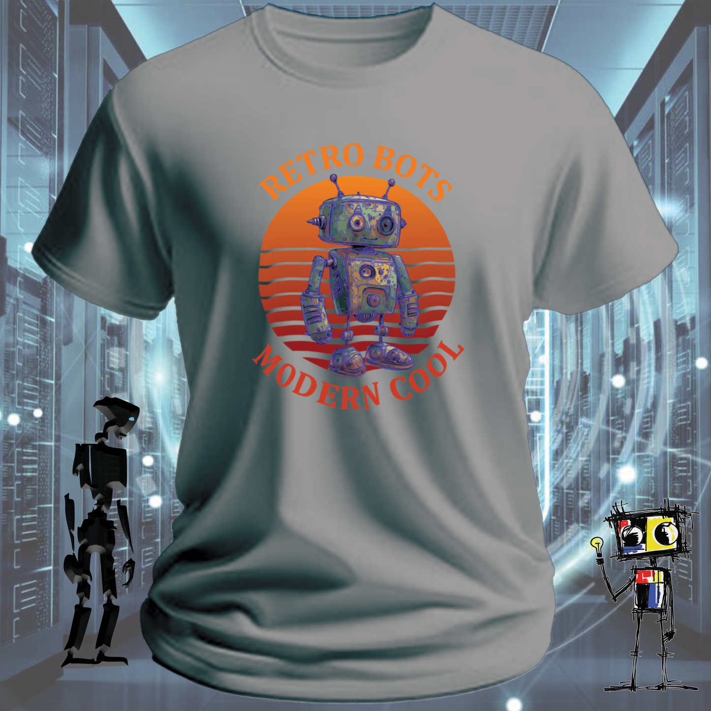 RETRO BOTS MODERN COOL TSHIRT