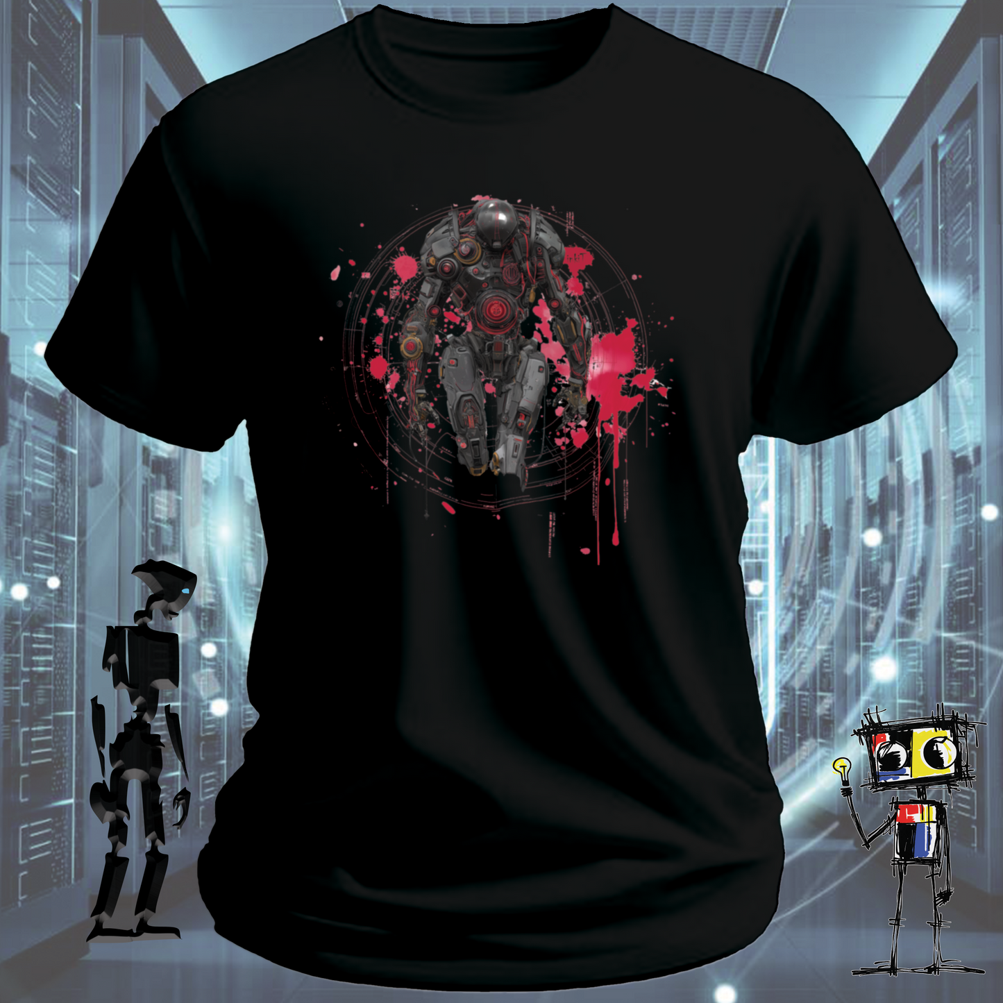 Combat Robot graphic t-shirt for robotics fans and BattleBots enthusiasts — detail view | inkit.design