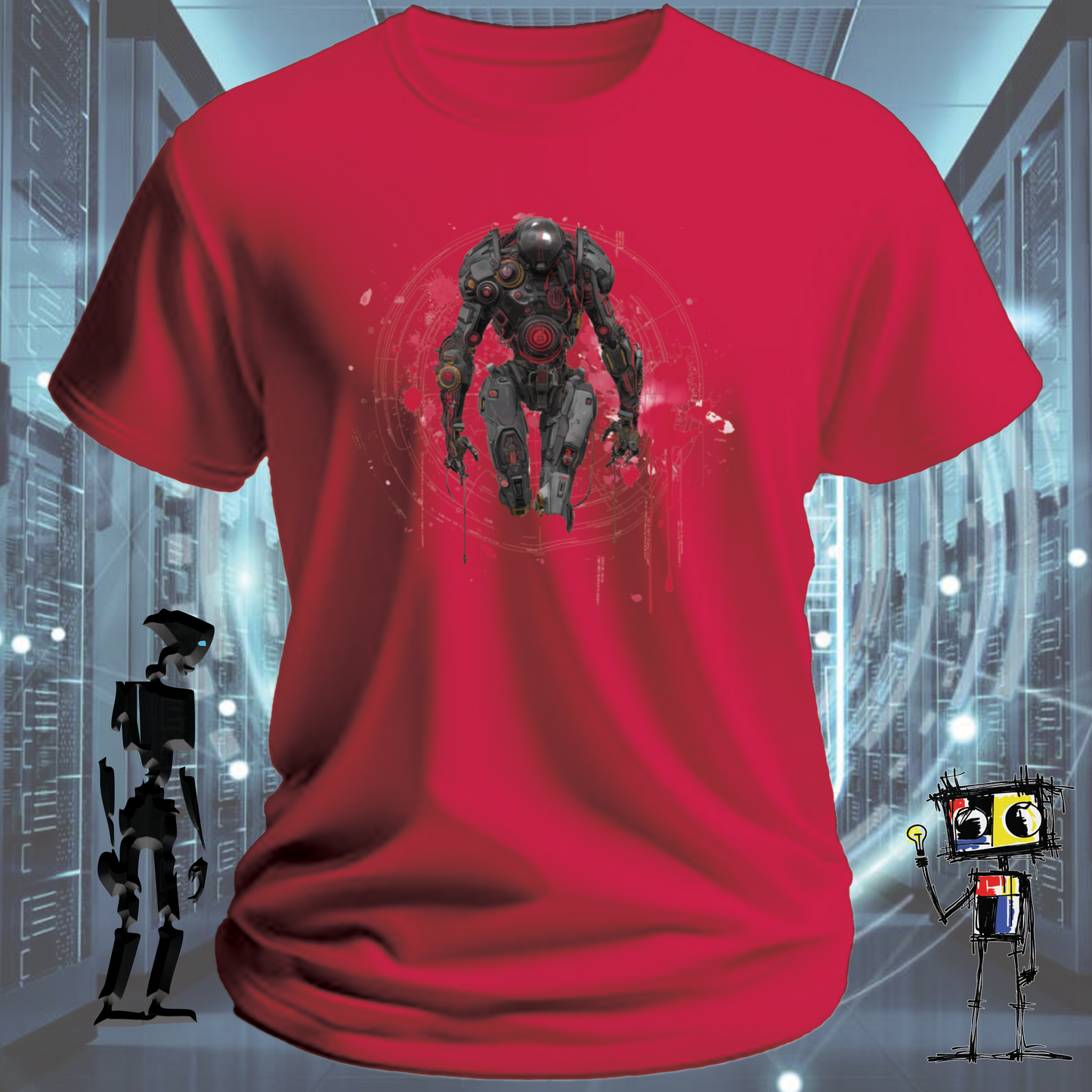 Combat Robot graphic t-shirt for robotics fans and BattleBots enthusiasts — alternate view | inkit.design
