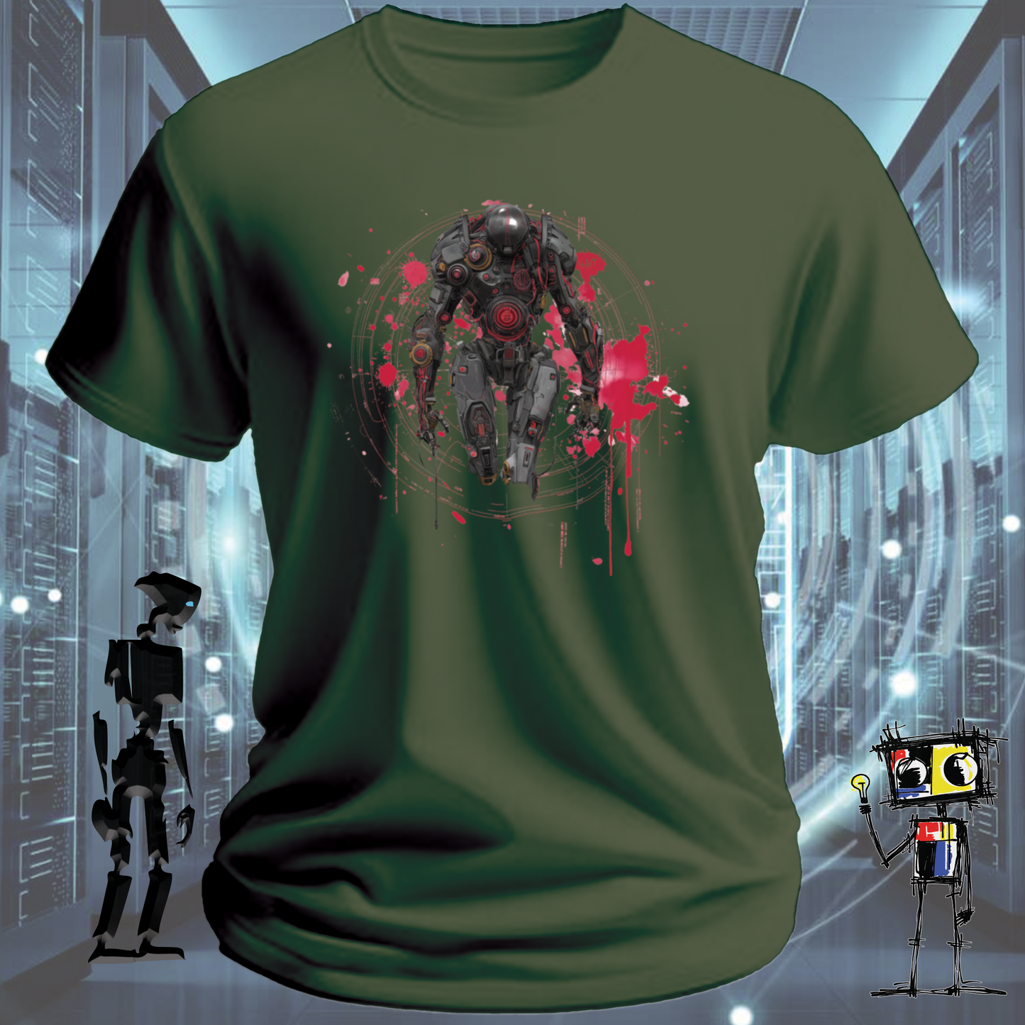 Combat Robot graphic t-shirt for robotics fans and BattleBots enthusiasts — lifestyle shot | inkit.design