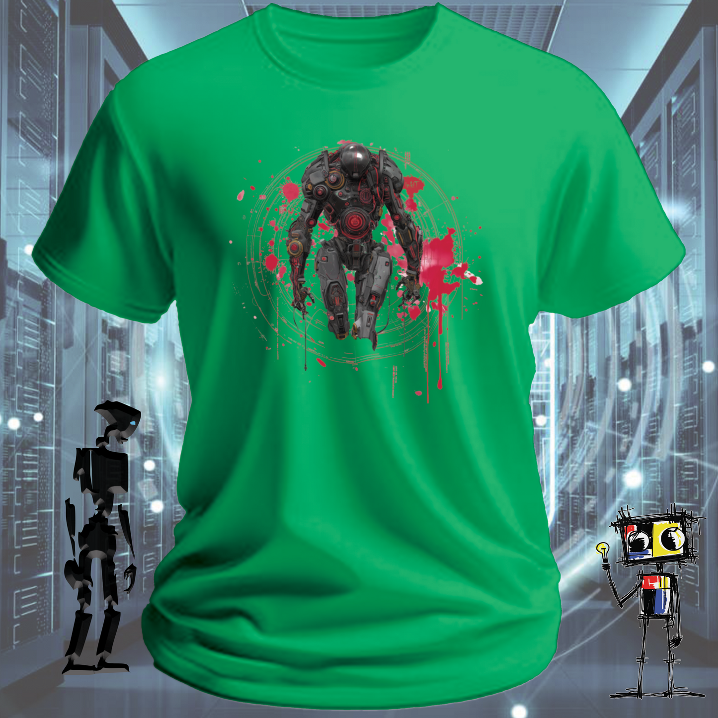 Combat Robot graphic t-shirt for robotics fans and BattleBots enthusiasts — studio shot | inkit.design