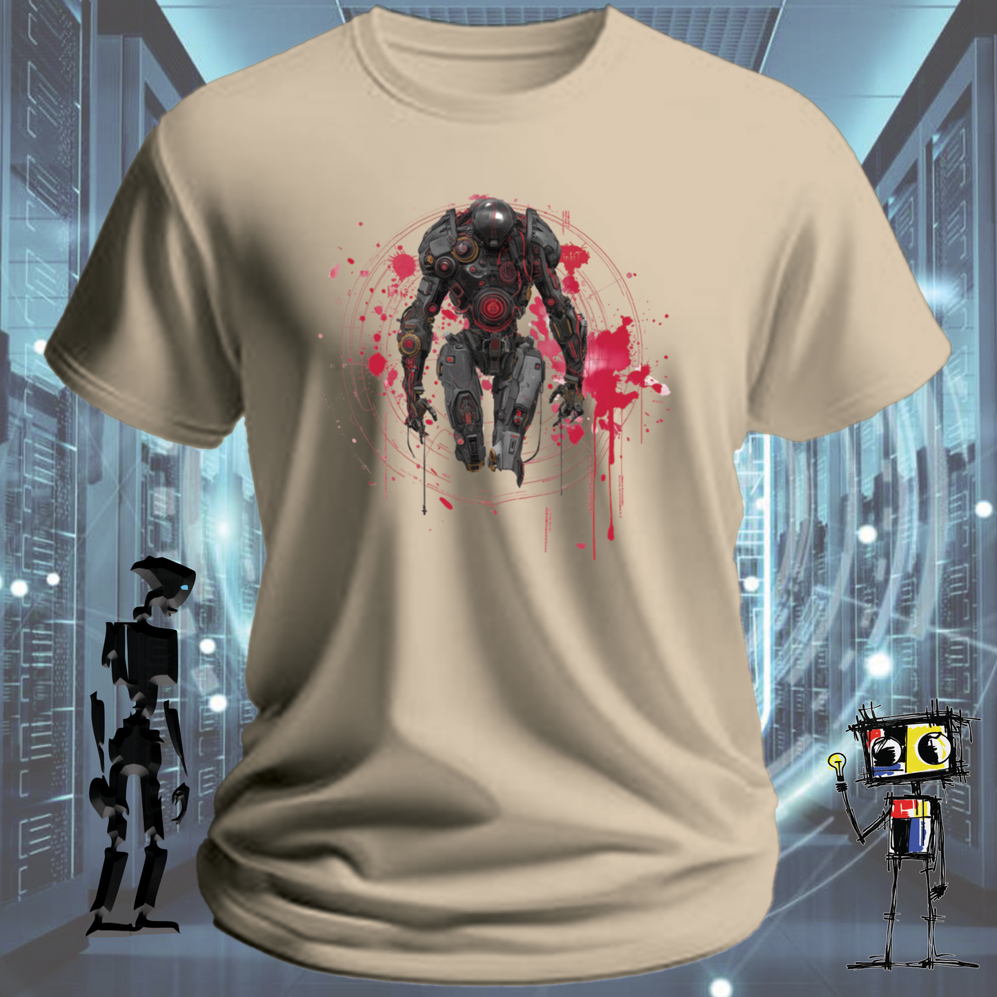 Combat Robot graphic t-shirt for robotics fans and BattleBots enthusiasts — back view | inkit.design