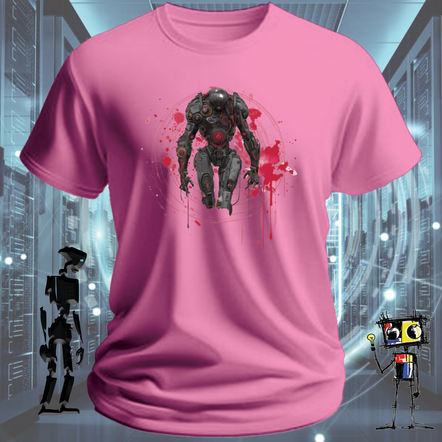 Combat Robot graphic t-shirt for robotics fans and BattleBots enthusiasts — product detail | inkit.design