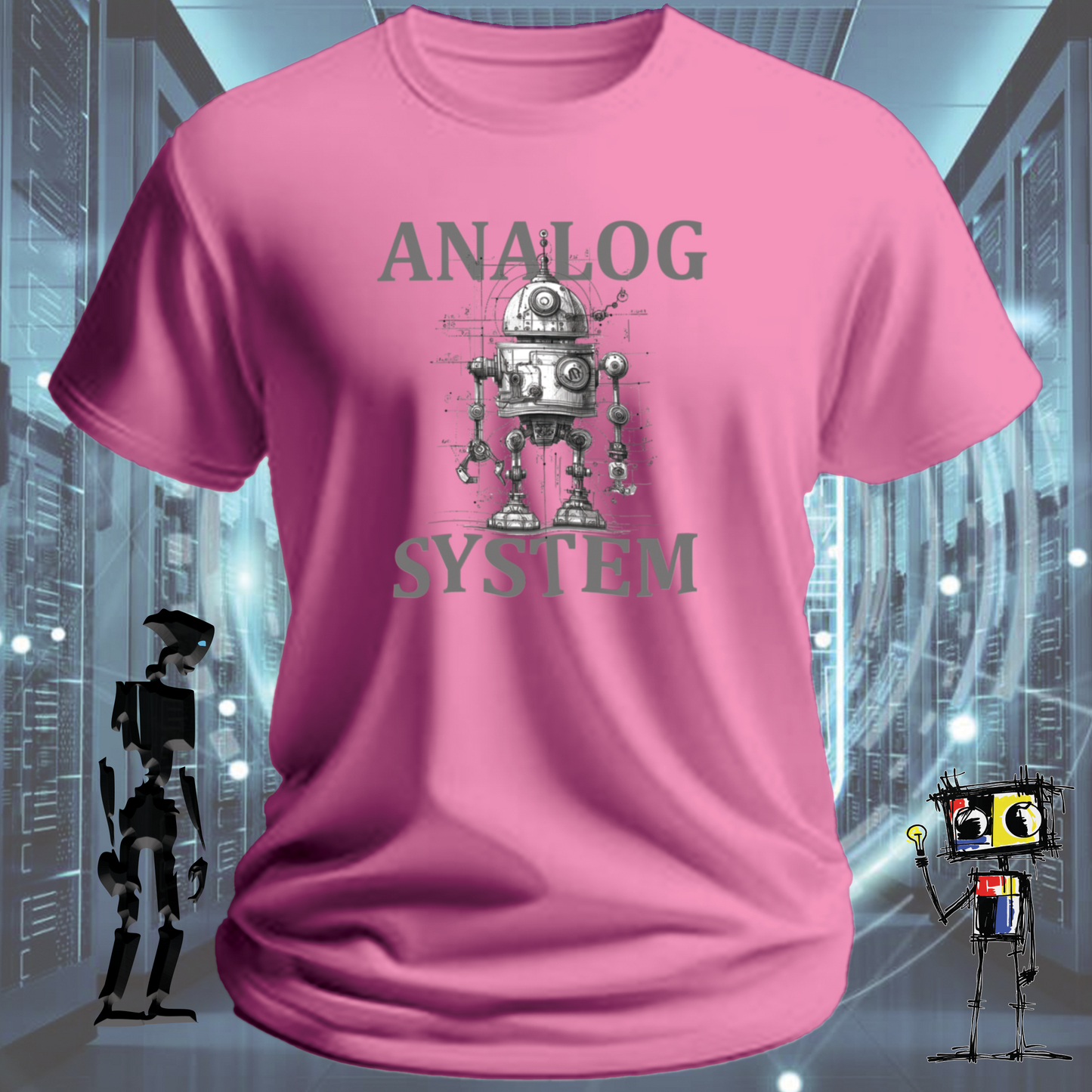 Analog System retro tech t-shirt for engineers who appreciate the mechanical — product detail | inkit.design