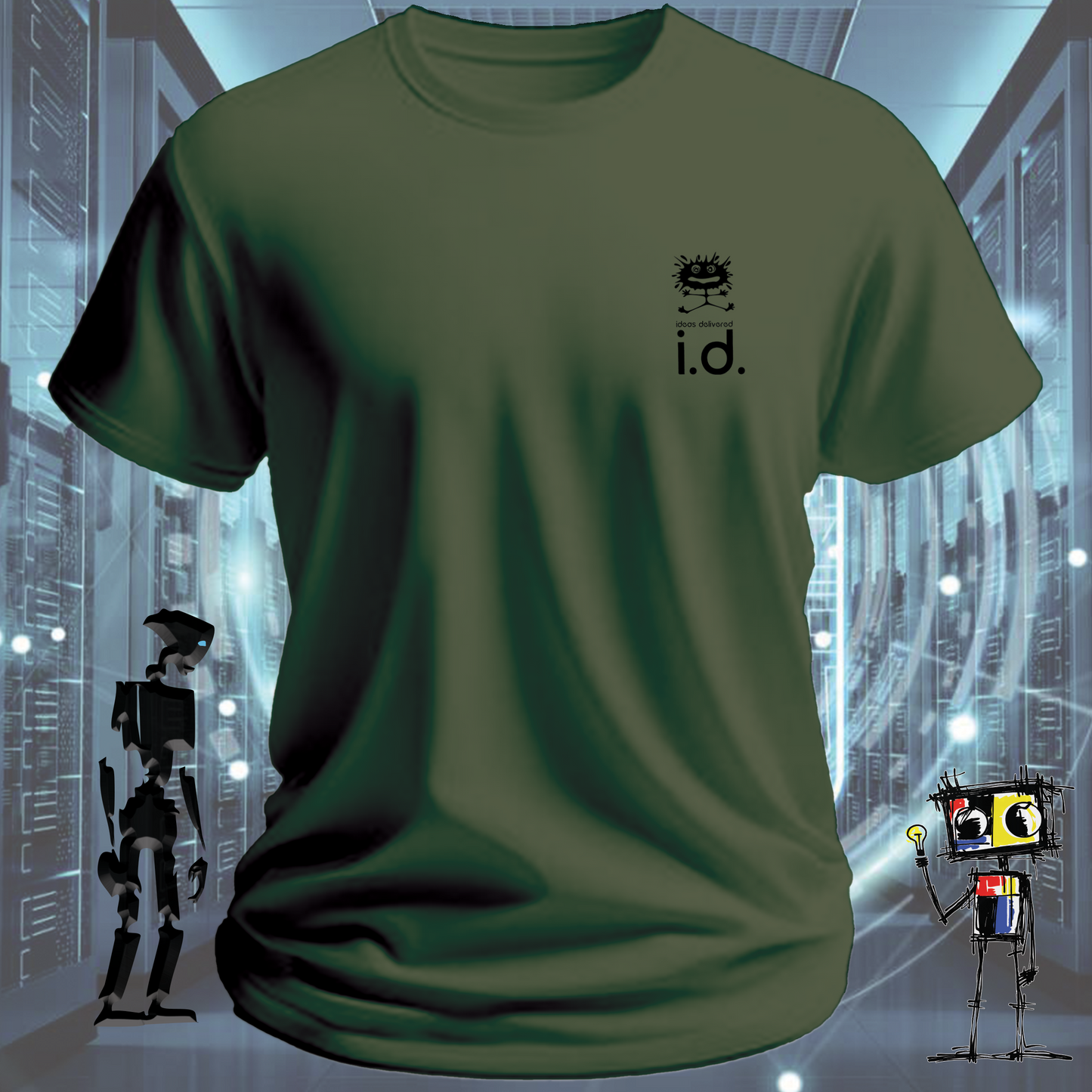 Ideas Delivered graphic t-shirt for engineers designers and makers — back view | inkit.design