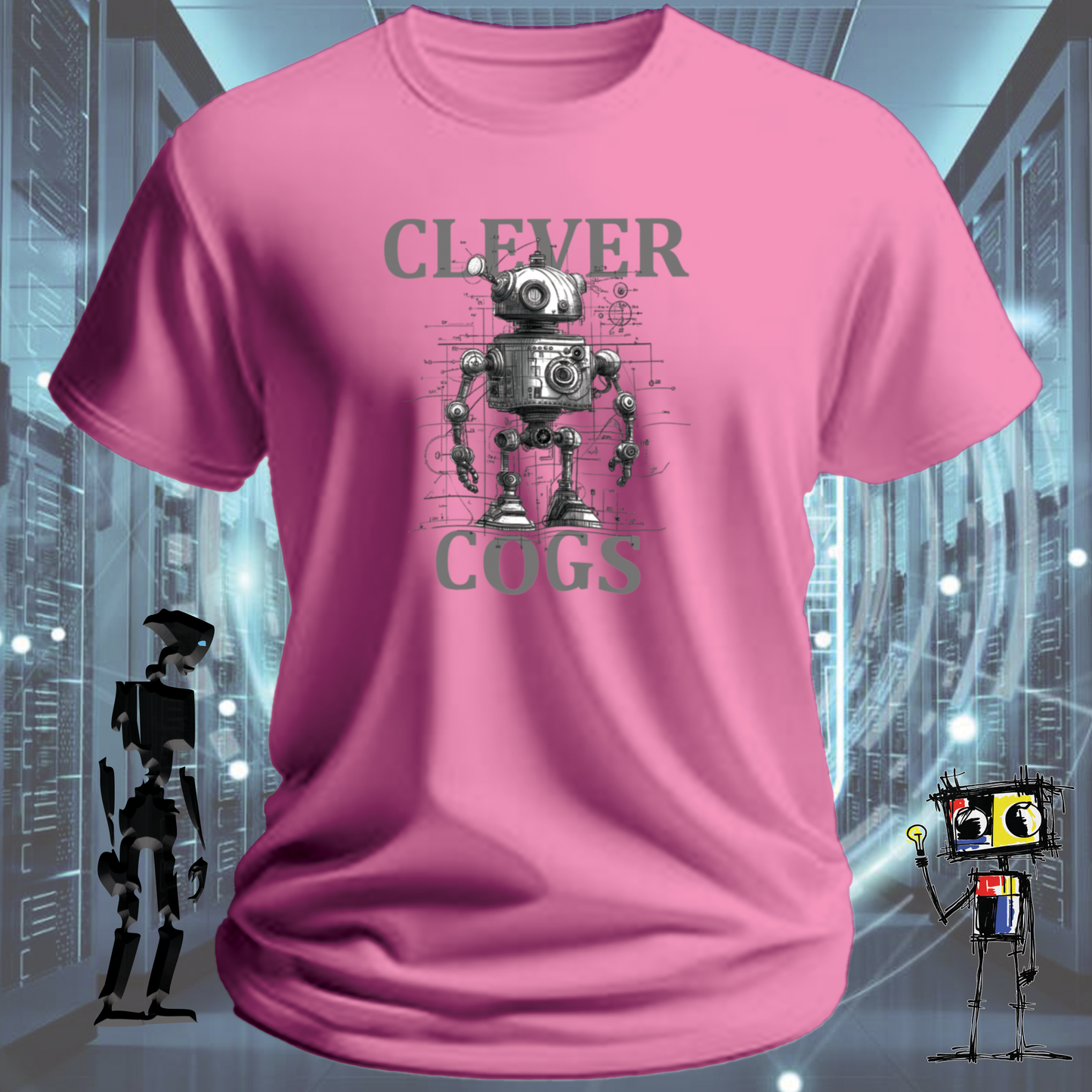 Clever Cogs graphic t-shirt for engineers and makers — alternate view | inkit.design