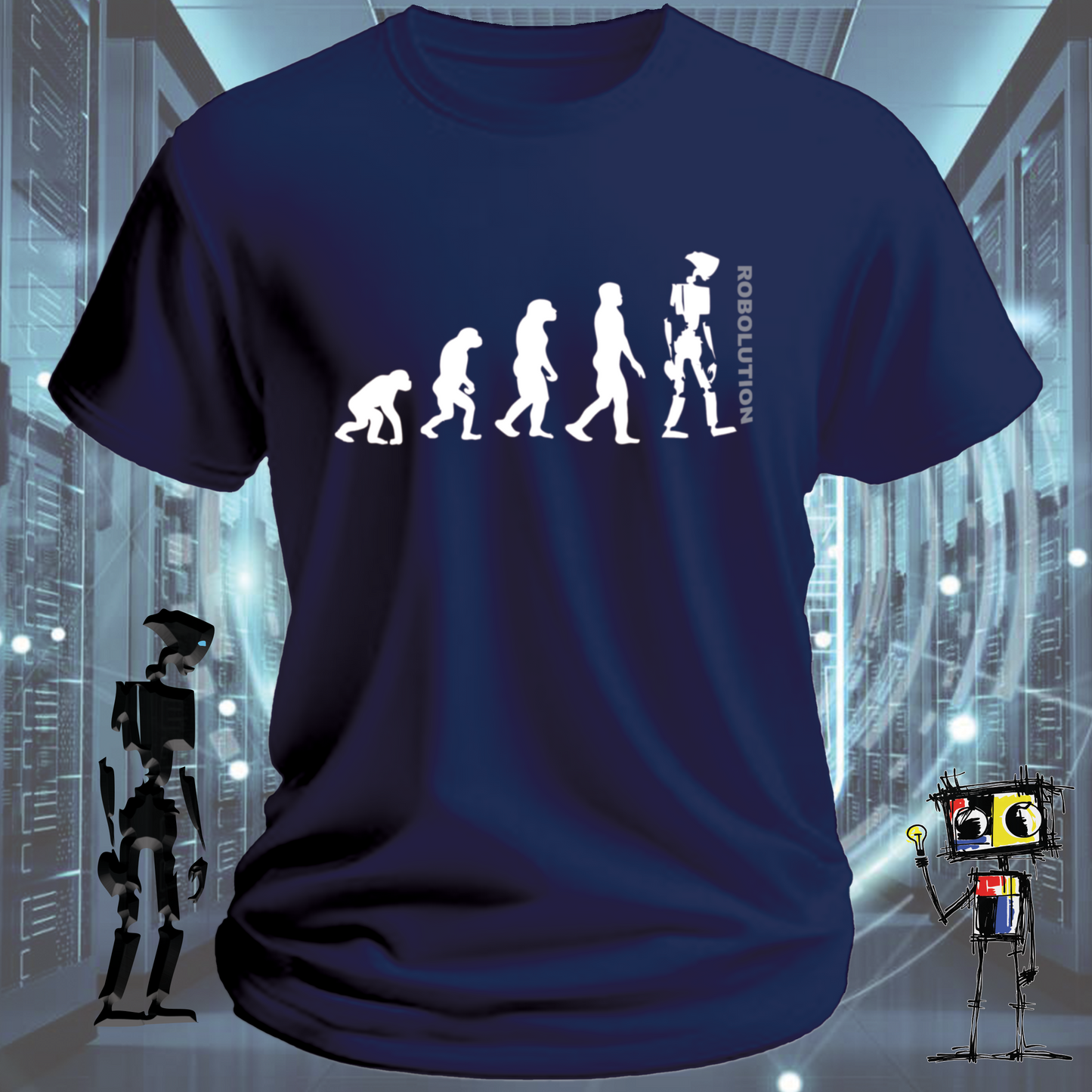 Robolution robot graphic t-shirt from the inkit.design Robolution series — lifestyle shot