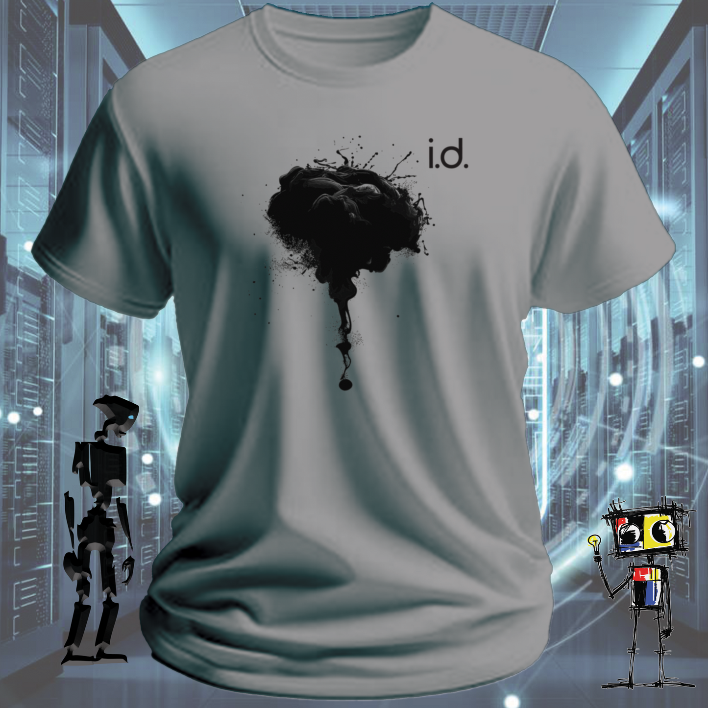 inkit.design logo graphic t-shirt from the i.d. identity range — on model