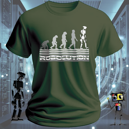 Robolution Grey Sunset graphic t-shirt from the inkit.design Robolution series
