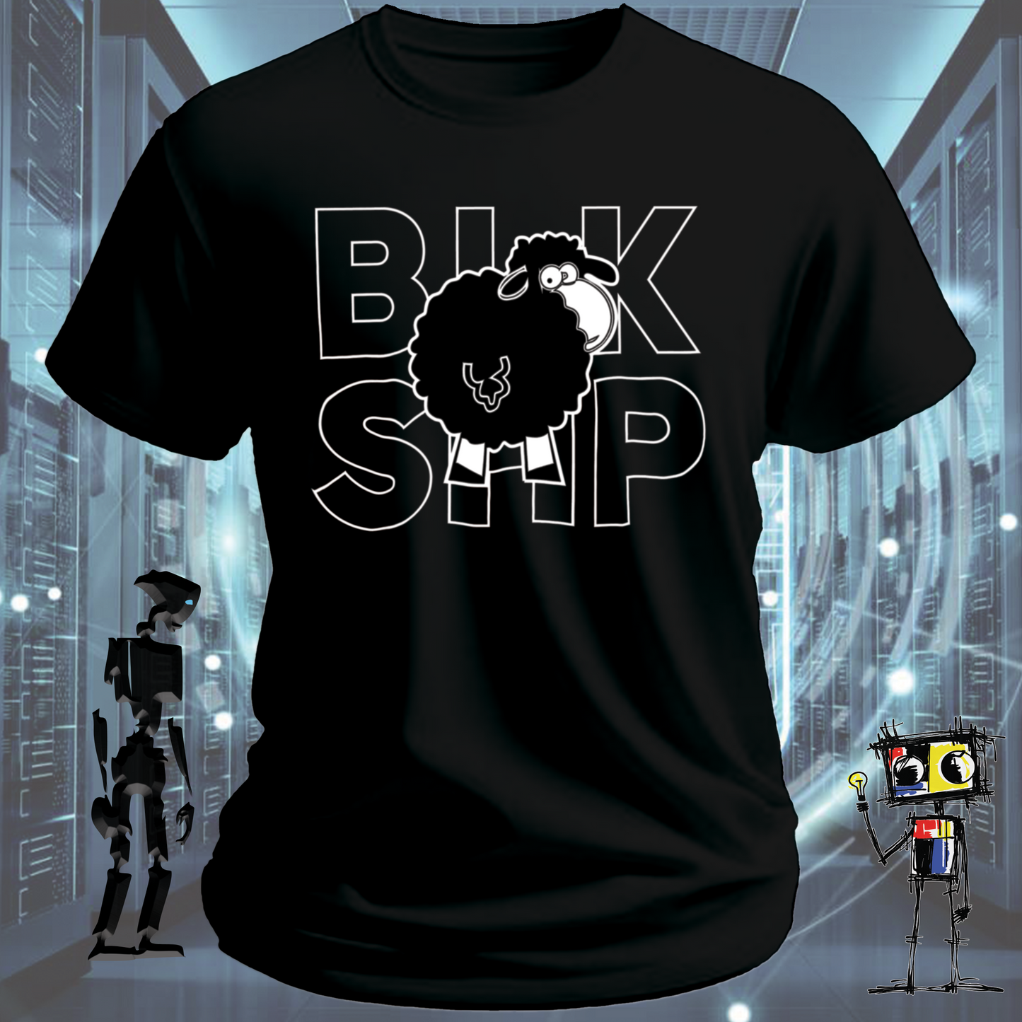 BLK SHP Black Sheep graphic t-shirt for outliers and independent thinkers — detail view | inkit.design