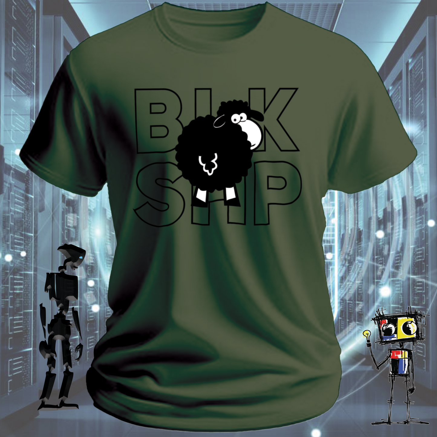 BLK SHP Black Sheep graphic t-shirt for outliers and independent thinkers — lifestyle shot | inkit.design
