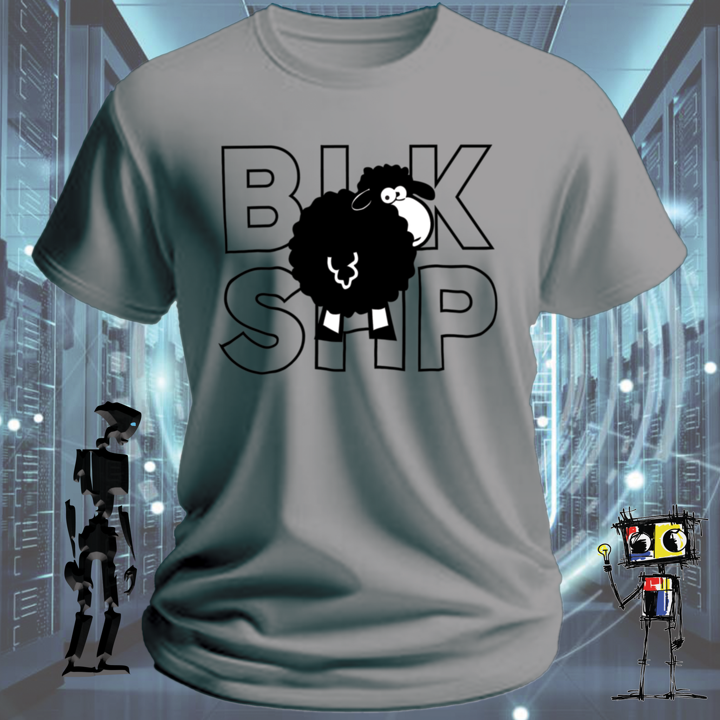 BLK SHP Black Sheep graphic t-shirt for outliers and independent thinkers — flat lay | inkit.design