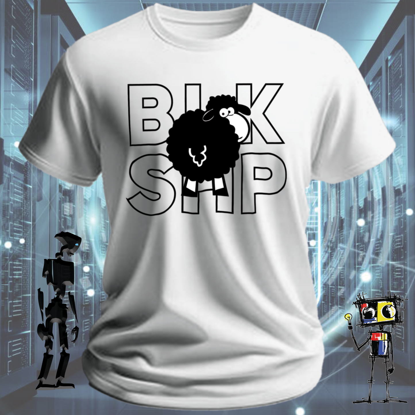 BLK SHP Black Sheep graphic t-shirt for outliers and independent thinkers — back view | inkit.design