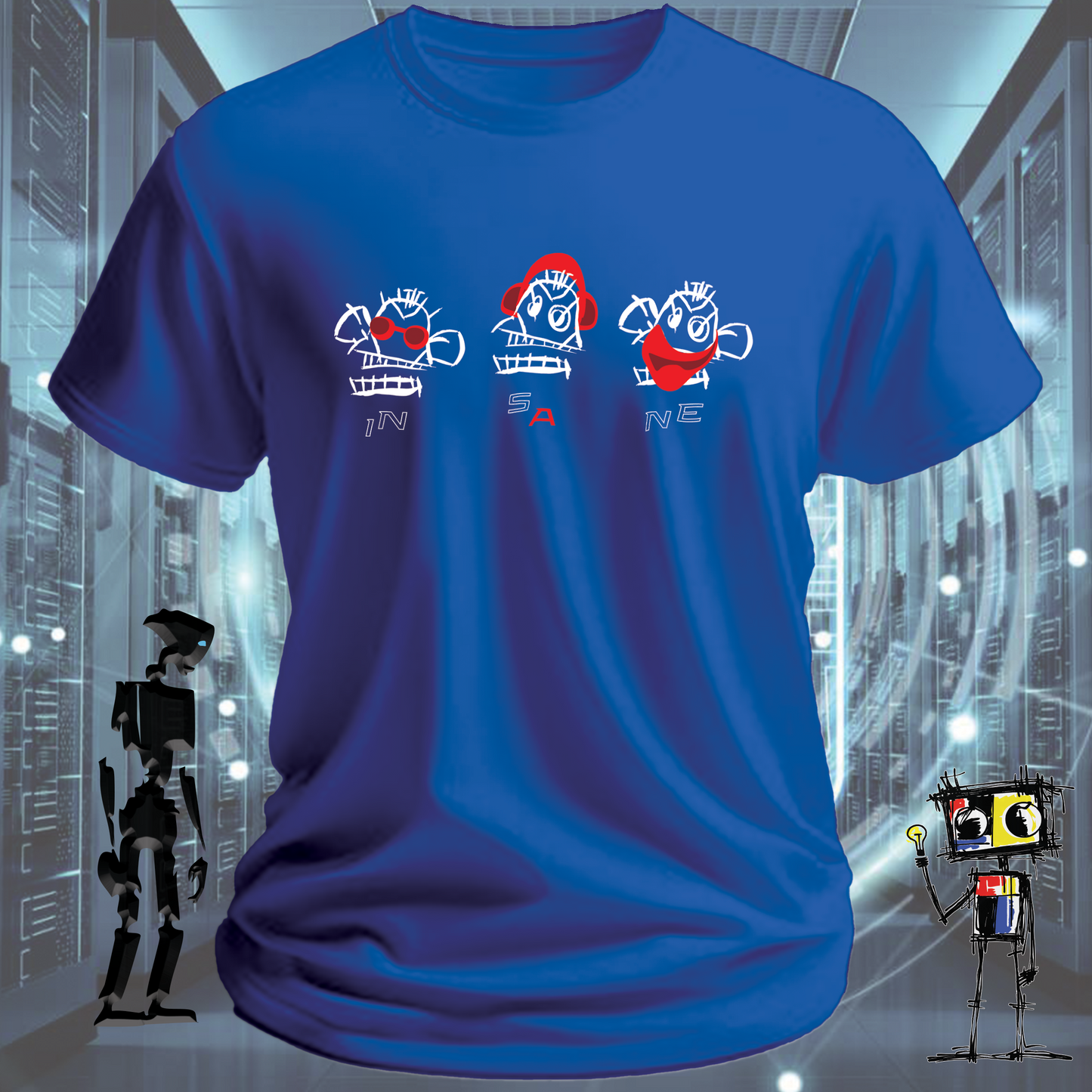Insane Munkees graphic t-shirt for the free-thinking and technically curious — back view | inkit.design