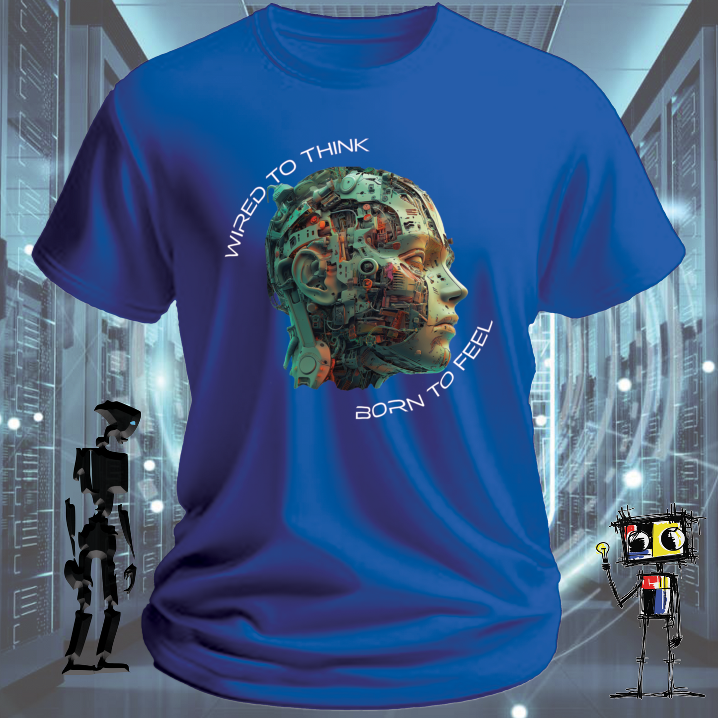 Wired to Think graphic t-shirt for engineers and developers — flat lay | inkit.design