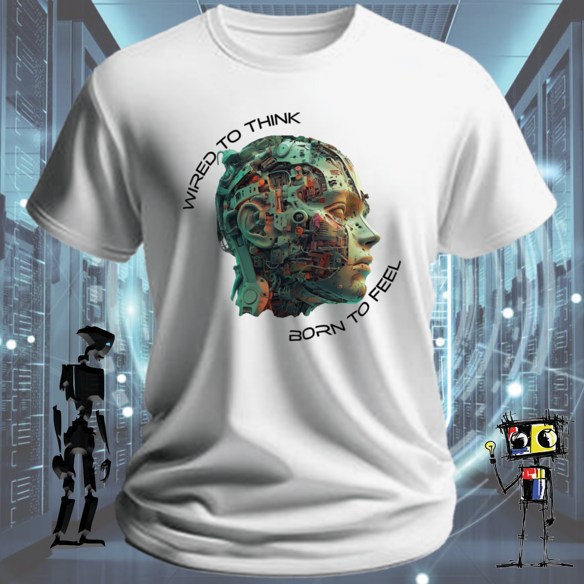Wired to Think graphic t-shirt for engineers and developers — inkit.design