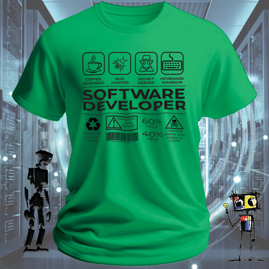 Software Developer funny t-shirt for coders and engineers — back view | inkit.design